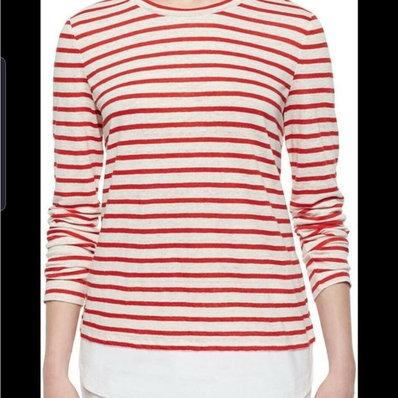 Tory Burch striped linen jerset tshirt red&white size Medium - Picture 1 of 5
